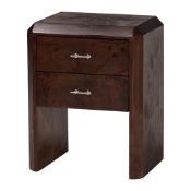 bali & pari Nebu Real Burl Wood 2-Drawer Nightstand, Dark Walnut